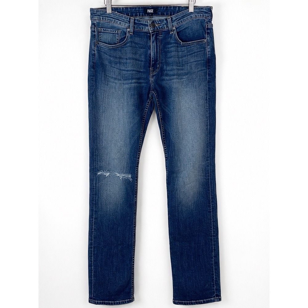 Paige Federal Slim Straight Stretch Jeans Men's 33x32 Medium Wash Denim
